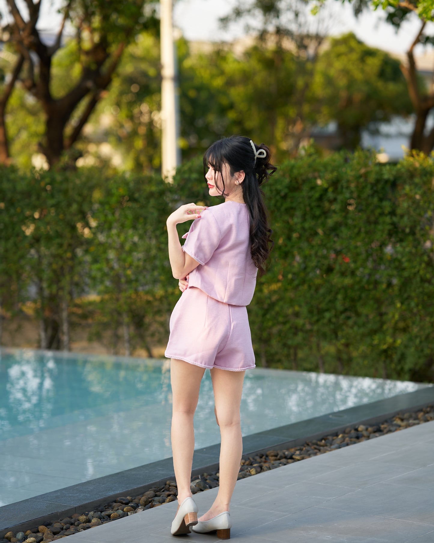 Tranali Barbiecore Pink Tweed 2-Piece Set-TR021