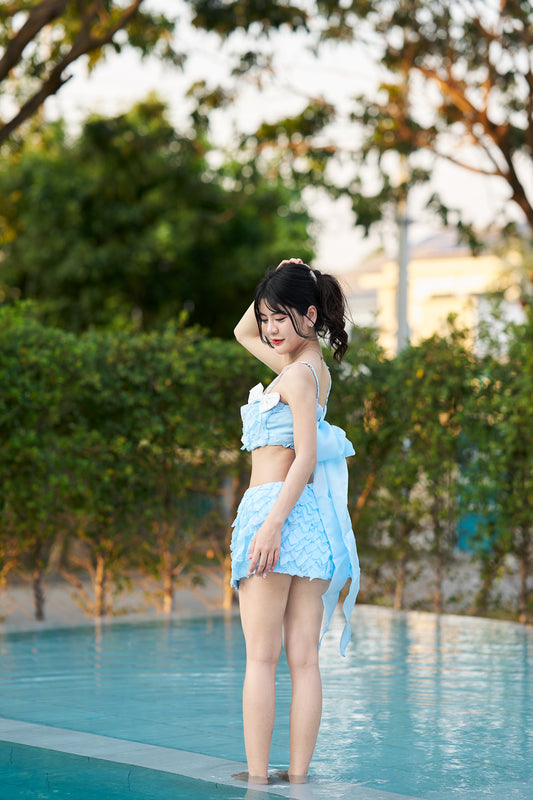 Laneci Sky Blue Ruffle Two-Piece Set-LC006