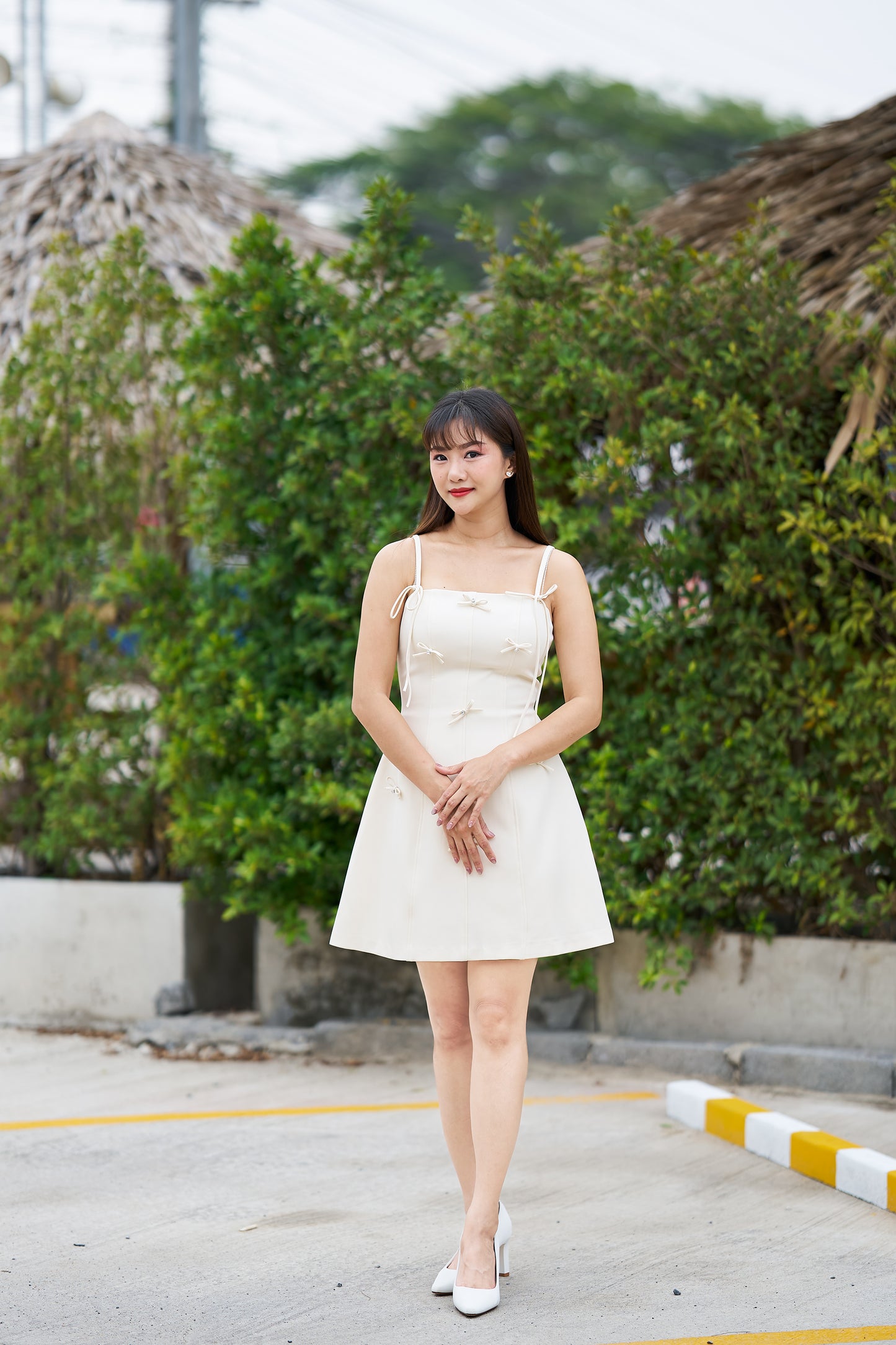 Zamy Bow-Tie Strap Mini Dress Black/White - ZM014/ZM013